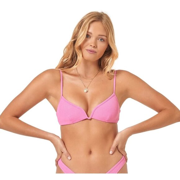 L Space Women's Guava Wired Front Helena Bikini Top Size Medium - Picture 1 of 8